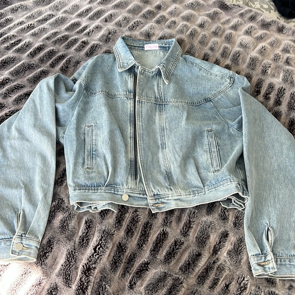 Pink Lily Slouchy Denim Jacket - Picture 1 of 5